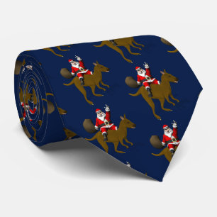 Funny Santa Claus Riding On Kangaroo Tie