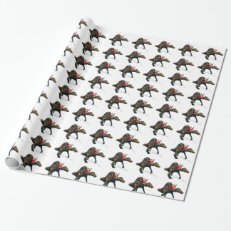 Funny Santa Claus Riding On Spinosaurus Wrapping Paper