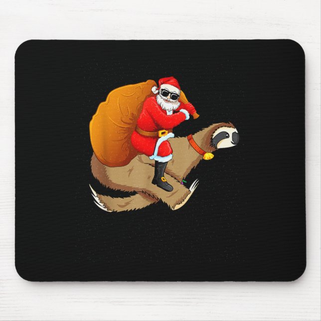 Funny Santa Claus Riding Sloth Christmas Boys Men  Mouse Pad (Front)
