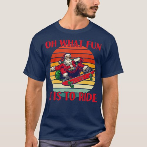 Funny Santa Claus Skateboarding Christmas Gift T_Shirt