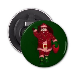 Funny Santa Claus Strawberry Farmer Bottle Opener