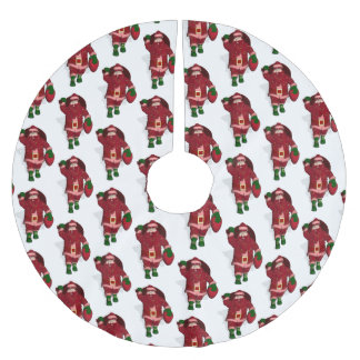 Funny Santa Claus Strawberry Farmer Brushed Polyester Tree Skirt
