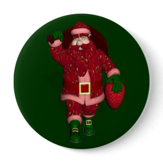 Funny Santa Claus Strawberry Farmer Button
