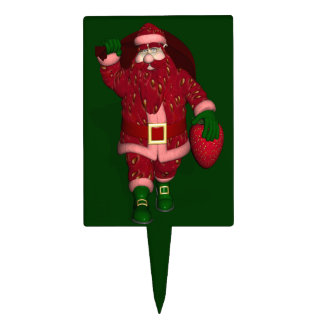 Funny Santa Claus Strawberry Farmer Cake Topper
