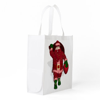 Funny Santa Claus Strawberry Farmer Grocery Bag