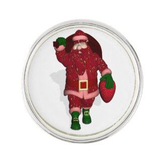 Funny Santa Claus Strawberry Farmer Lapel Pin