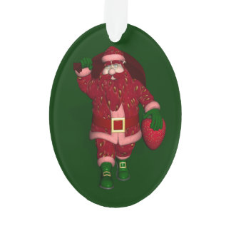 Funny Santa Claus Strawberry Farmer Ornament