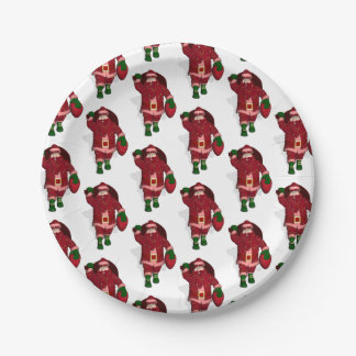 Funny Santa Claus Strawberry Farmer Paper Plates