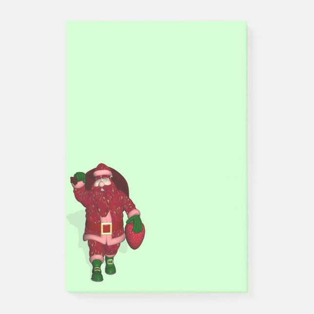 Funny Santa Claus Strawberry Farmer Post-it Notes (Front)