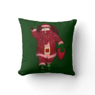 Funny Santa Claus Strawberry Farmer Throw Pillow