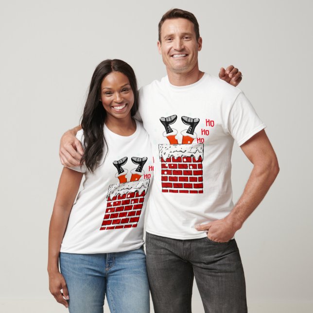 Funny Santa claus stuck in chimney T-Shirt (Unisex)