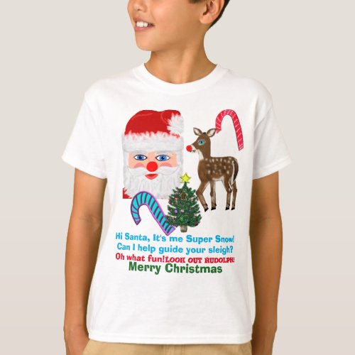 Funny Santa Claus Super Snow Reindeer T_Shirt