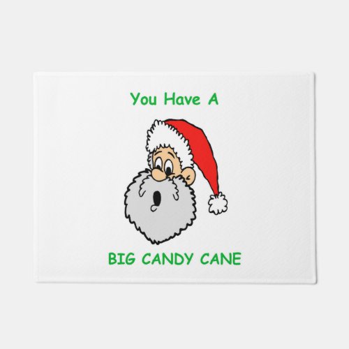 Funny Santa Claus Surprised Big Candy Cane Doormat