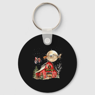 Funny Santa Claus Tractor Cows Farm Farmer Christm Keychain