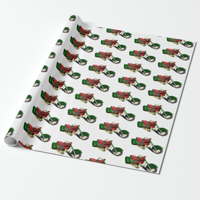 Funny Santa Claus' Trike Wrapping Paper (Unrolled)