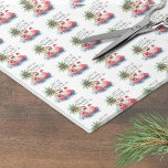 Funny Santa Claus Tropical Beach Christmas Tissue Paper<br><div class="desc">This playful holiday tissue paper features a repeating pattern of a relaxed Santa Claus in sunglasses, lounging on a pink flamingo floaty in the ocean. A festive palm tree decorated with ornaments sways nearby, set against gentle watercolor waves. The phrase "Let It Snow... Somewhere Else!" is included in each repeat...</div>