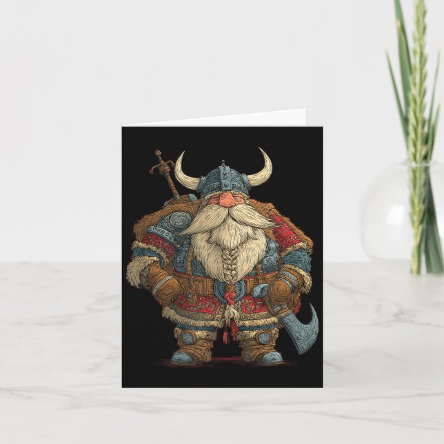 Funny Santa Claus Viking Costume For Boys And Girl Card (Front)