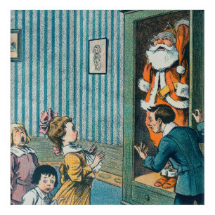 Funny santa claus vintage art holiday