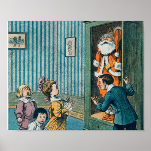 Funny santa claus vintage art holiday  poster