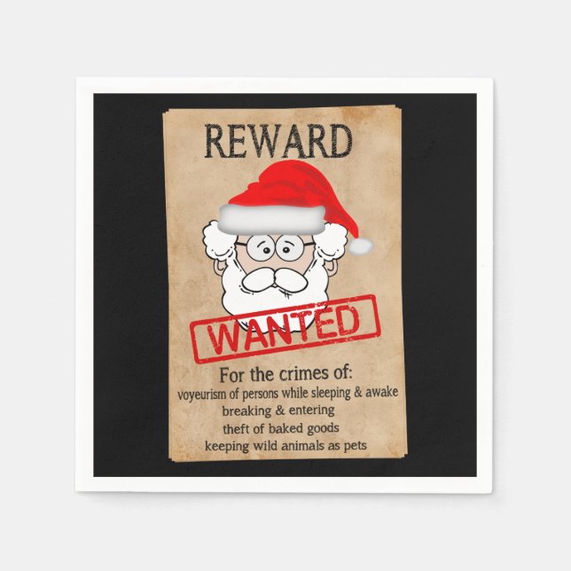 Funny Santa Claus Wanted Poster Napkins (Front)