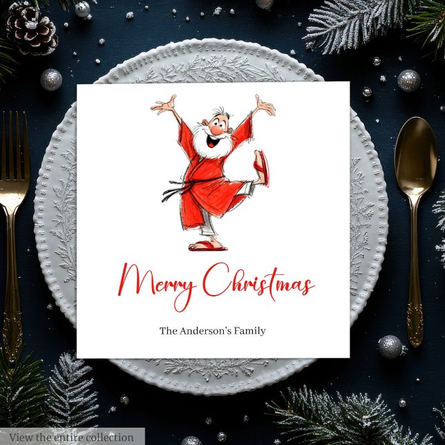 Funny Santa Claus Watercolor Holiday Napkins (Funny Santa Claus Watercolor Holiday Napkins)