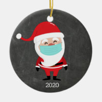 Funny Santa Claus Wearing Facemask 2020 Christmas Ceramic Ornament