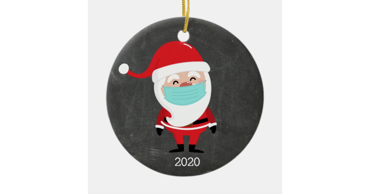 Funny Santa Claus Wearing Facemask 2020 Christmas Ceramic Ornament Zazzle Com