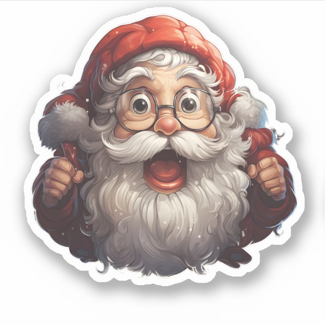 Funny Santa Claus Wearing Glasses Cool Santa Sticker (Front)