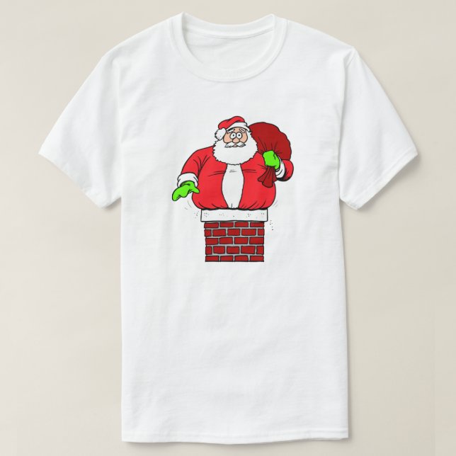 Funny Santa Claus Weight Joke Holiday Humor Xmas T-Shirt (Design Front)
