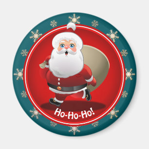Funny Santa Claus With A Sack Full Of Gifts Magnet