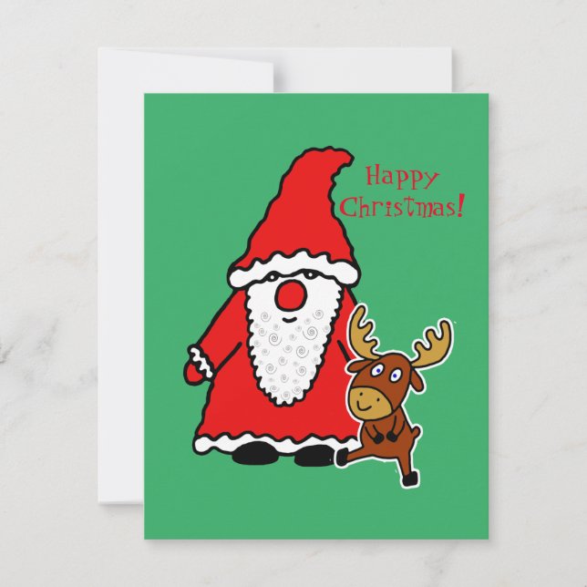Funny Santa Claus with baby moose (Front)