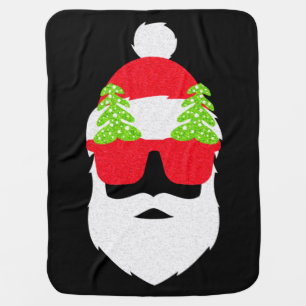 Funny Santa Claus with Christmas Sunglasses T-Shi Baby Blanket