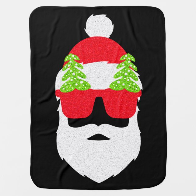 Funny Santa Claus with Christmas Sunglasses  T-Shi Baby Blanket (Front)