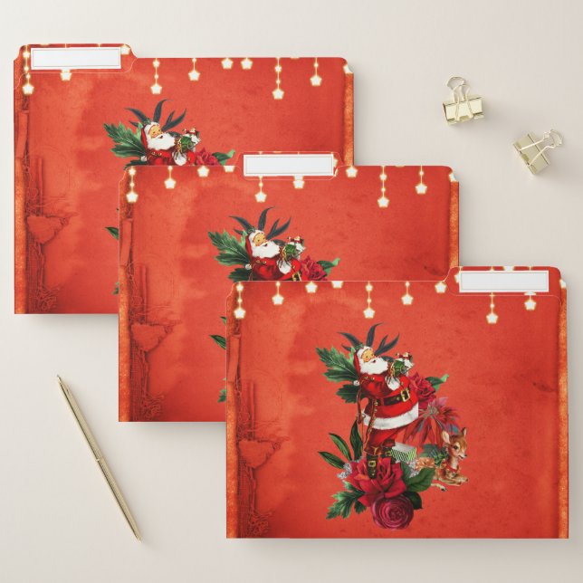 Funny Santa Claus with cute fawn File Folder (Set)