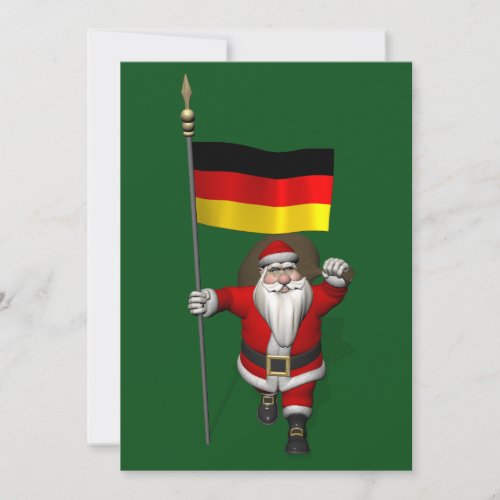 Funny Santa Claus With Ensign Of Germany Holiday Card