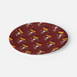 Funny Santa Claus With Ensign Of Germany Paper Plates