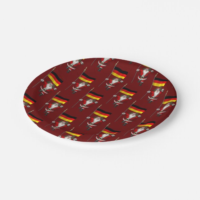 Funny Santa Claus With Ensign Of Germany Paper Plates (Angled)
