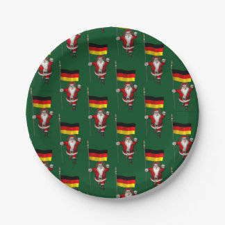 Funny Santa Claus With Ensign Of Germany Paper Plates