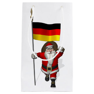 Funny Santa Claus With Ensign Of Germany Small Gift Bag