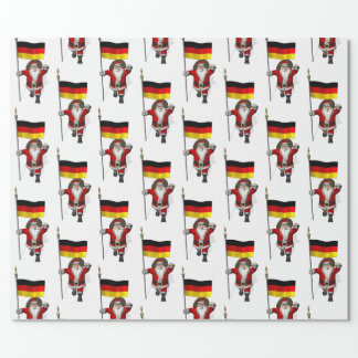Funny Santa Claus With Ensign Of Germany Wrapping Paper