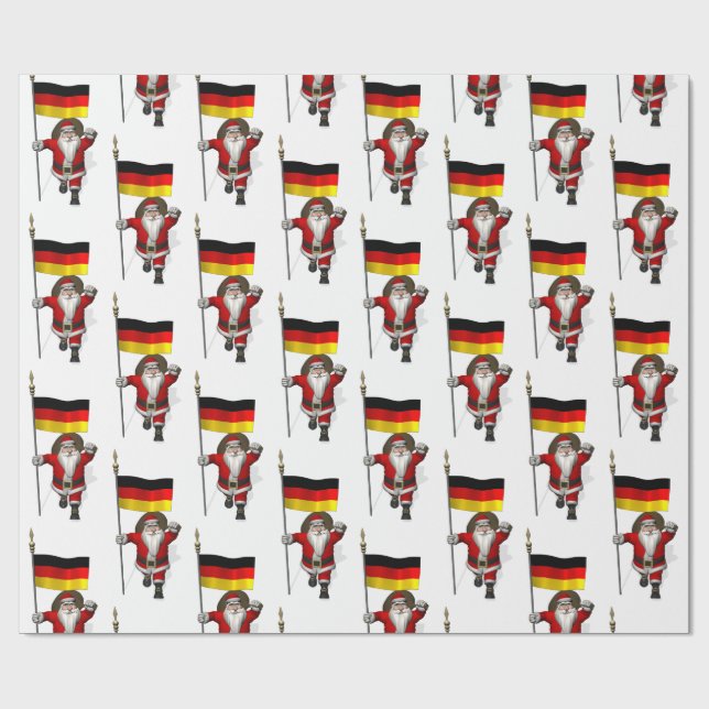 Funny Santa Claus With Ensign Of Germany Wrapping Paper (Flat)
