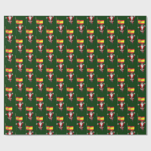 Funny Santa Claus With Ensign Of Spain Wrapping Paper