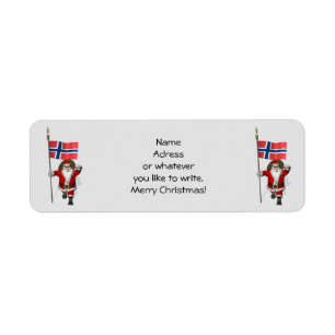 Funny Santa Claus With Flag Of Norway Label