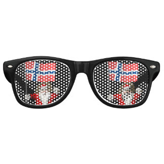 Funny Santa Claus With Flag Of Norway Retro Sunglasses