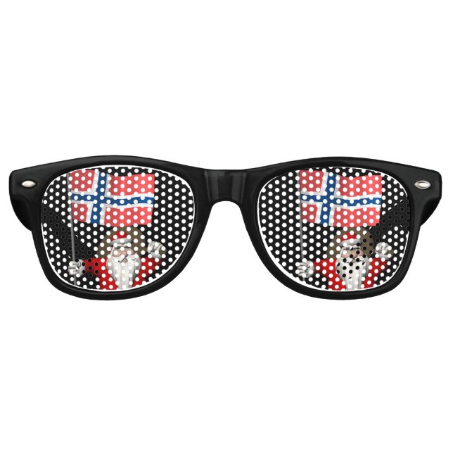 Funny Santa Claus With Flag Of Norway Retro Sunglasses (Front)