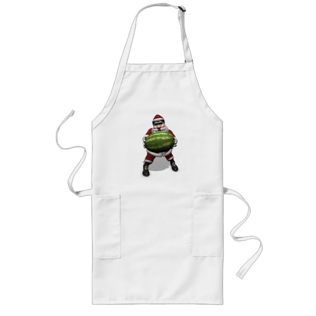 Funny Santa Claus With Giant Melon Long Apron (Front)