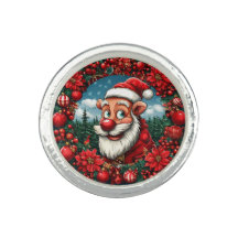 Funny Santa Claus with Wreath and Ornaments