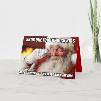 Funny Santa Claus Xbox One Meme Holiday Card by Cardsharkkid at Zazzle