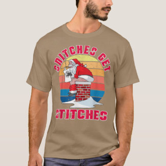 Funny Santa Claus Xmas Family Pajamas Snitches Get T-Shirt