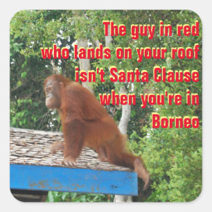 Funny Santa Clause Christmas Square Sticker